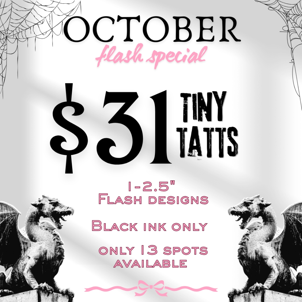 $31 TINY TATT at Velvet Muse Tattoo in Charlotte, NC