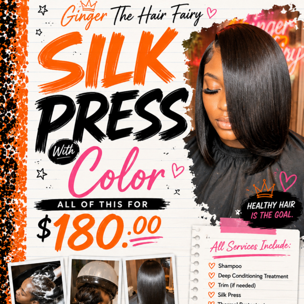 Silk Press + Color | $180 at Fairy land studio in San Antonio, TX