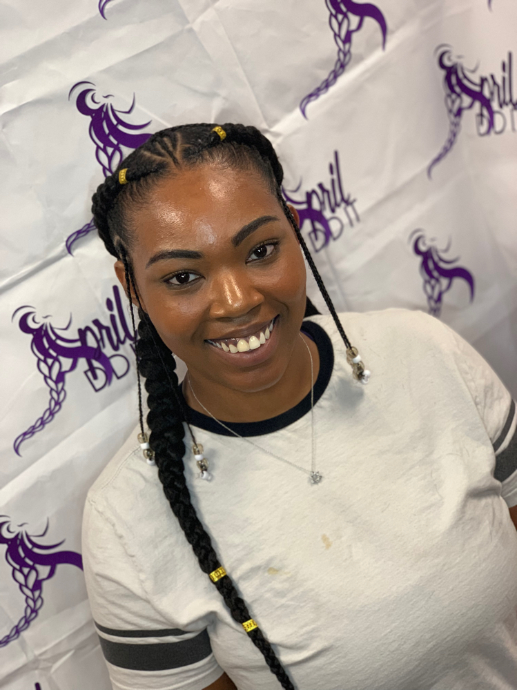 2 Feed In Braids W/ Design