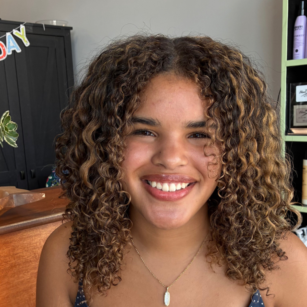 Curly Full Head Highlight at Amya  Boose in Coral Springs, FL