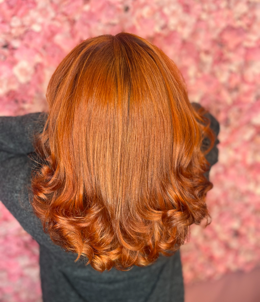 All over color with blowdry
