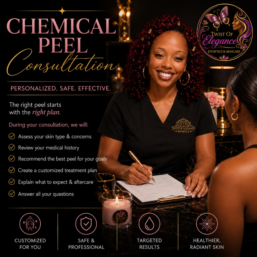 Chemical Peel Consultation at Twistykinks & Twist of Elegance Esthetics in Jacksonville, AR