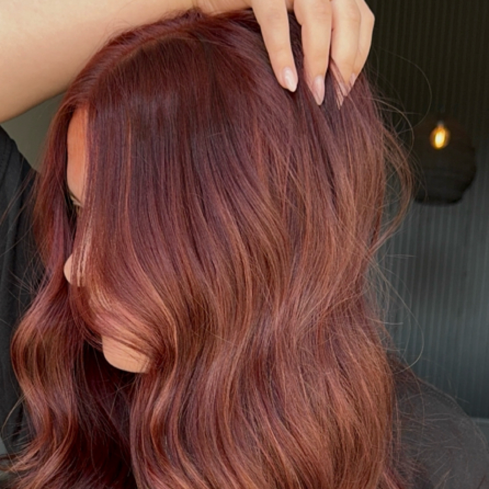 Root retouch with haircut at Radiant Hair Studio in Madison, WI