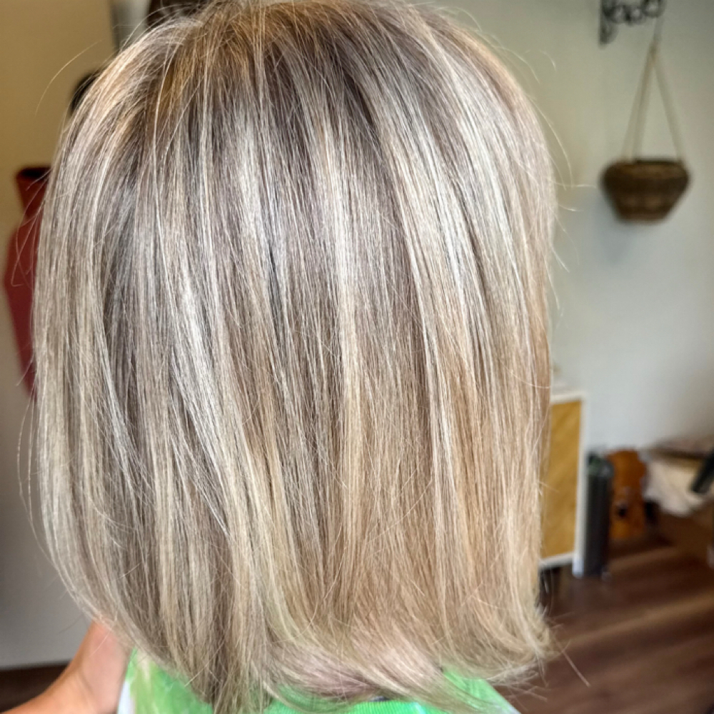 Heavy Highlight Blonding at Laughing Crow Salon in Eugene, OR