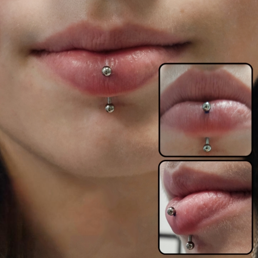 Vertical Labret Piercing at Chrissy Von in Pelham, NH