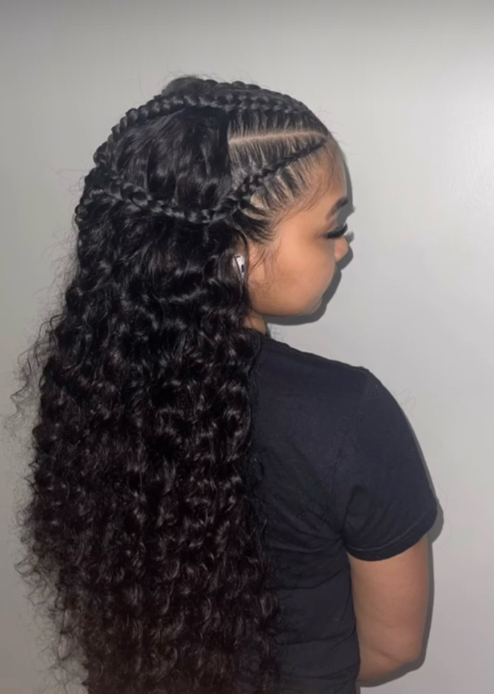 Half Corn Row Braids- Sew In Weave