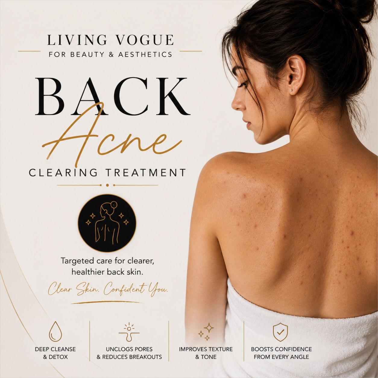 Back Acne Clearing Treatment at Living Vogue Beauty & Aesthetics in Union, NJ