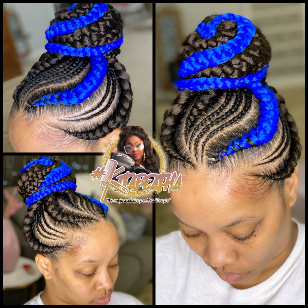 Large Feed In Updo W/small Braids