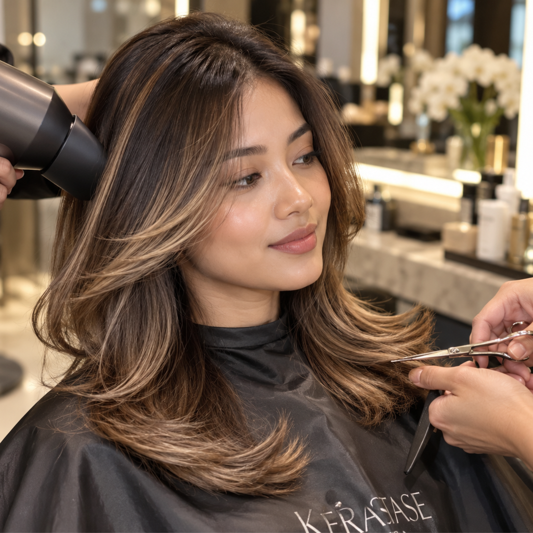 Partial balayage & blowdry at Gold Coast Beauty By Shanzo in Chicago, IL