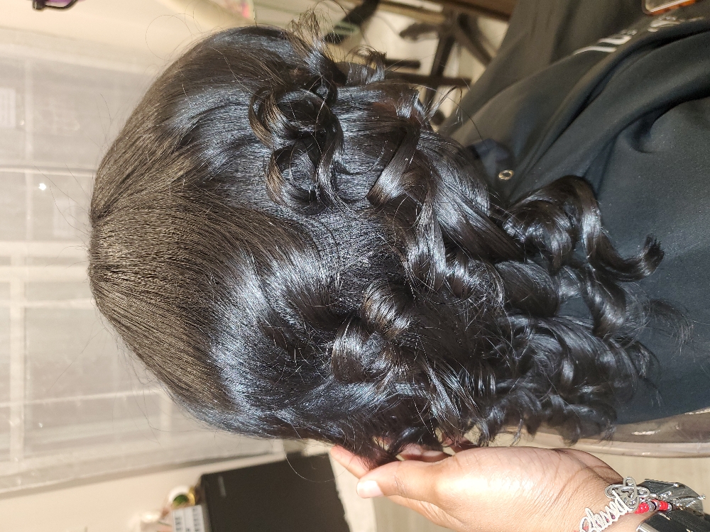 Silk press With Curls at Josephine's Girls Hair Studio💜🦋 in Houston, TX