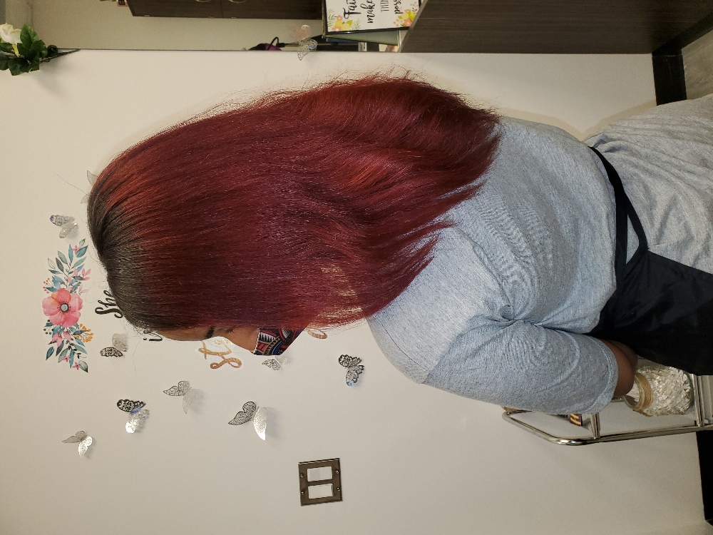 Silk Press And Color Combo at Josephine's Girls Hair Studio💜🦋 in Houston, TX