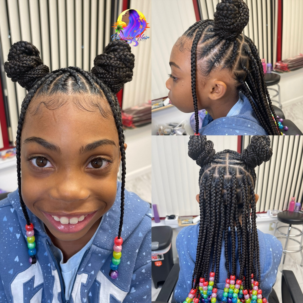 Children 1/2 Feeders 1/2 Box Braids at Paradise Hair Promotions in Bedford Heights, OH