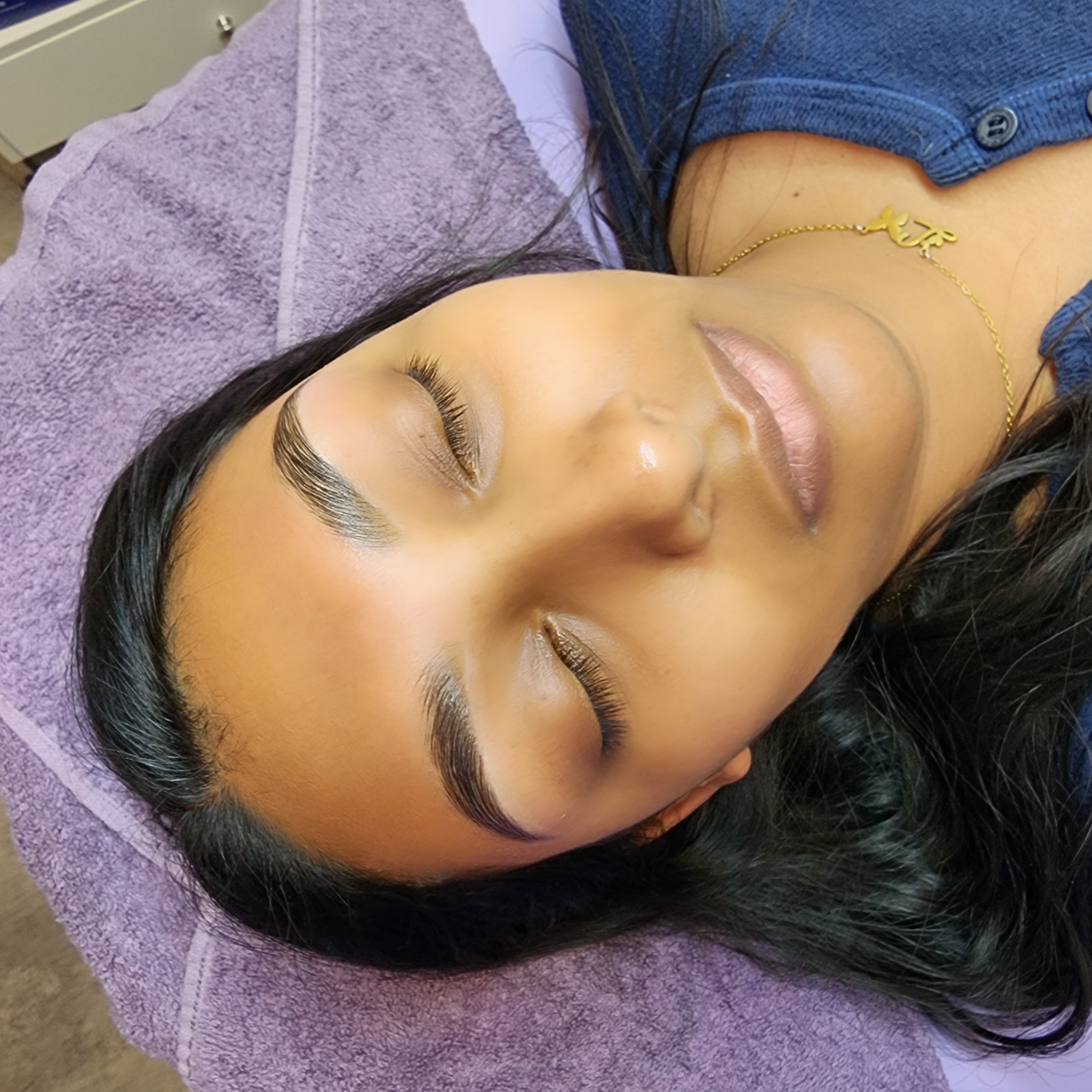 Brow lamination and tinting.