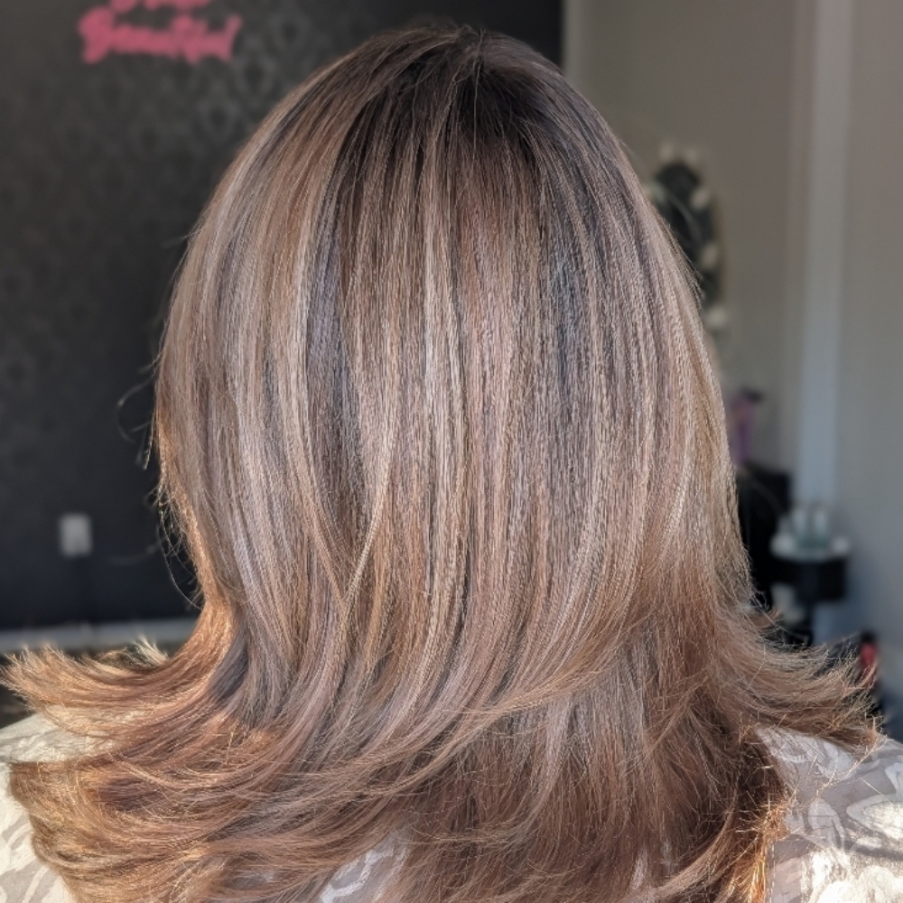 Full Highlight + Base Touchup at A&M Beauty Salon in Ludowici, GA