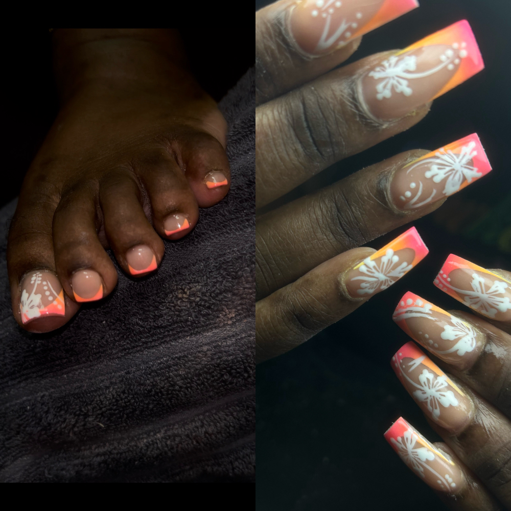 MEDIUM ACRYLIC NAILS&TOES COMBO