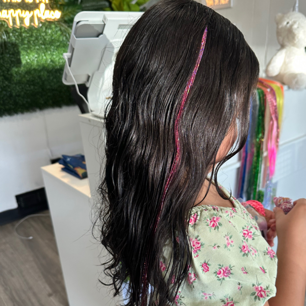 Tinsel at Pegasus kids hair studio in Yakima, WA