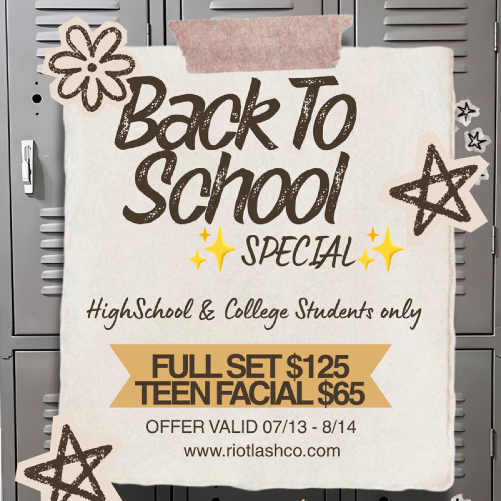 Back 2 School Specials at Riot Lash Co. in Mesa, AZ