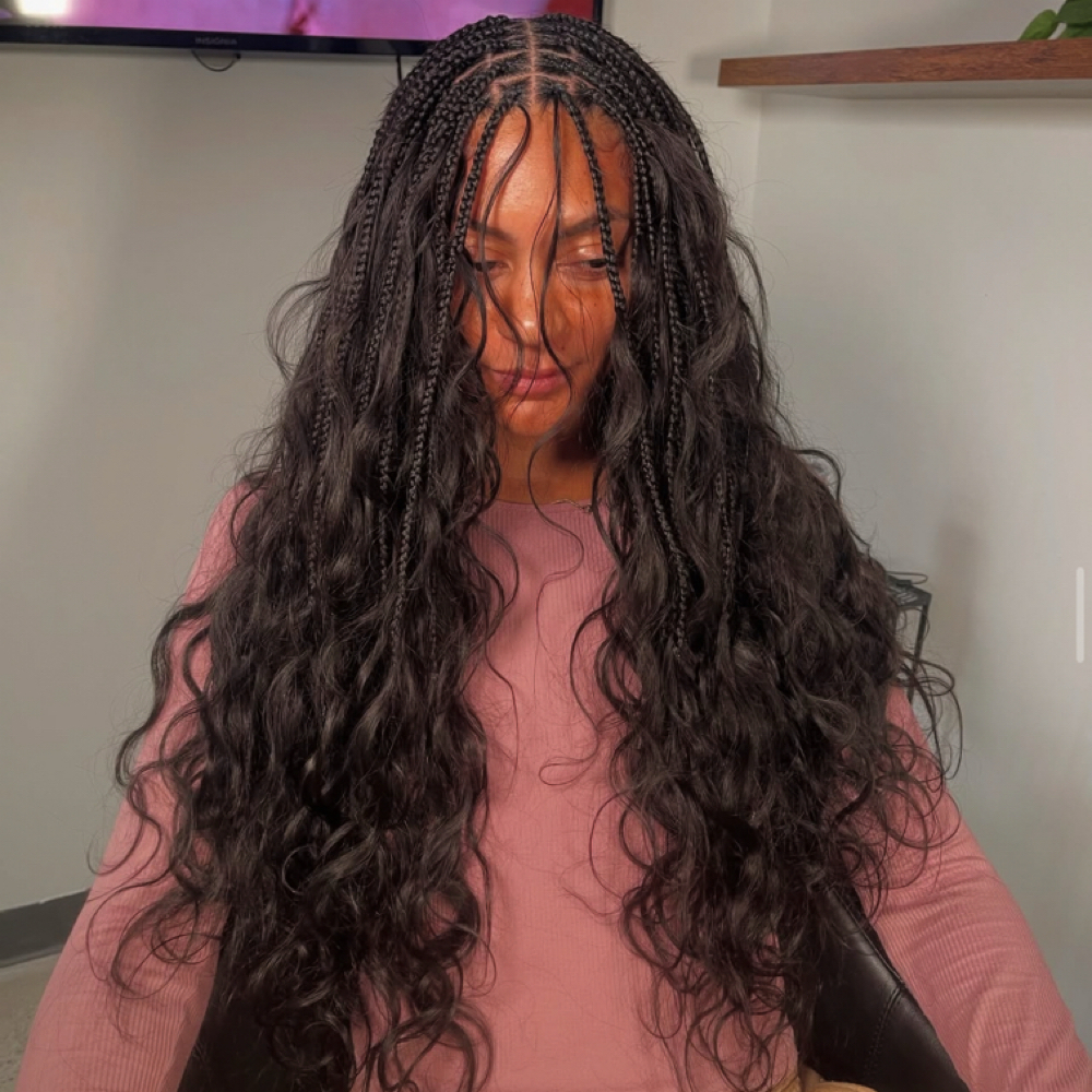 Small Mid-Back Goddess Braids at Coilz in Smyrna, GA