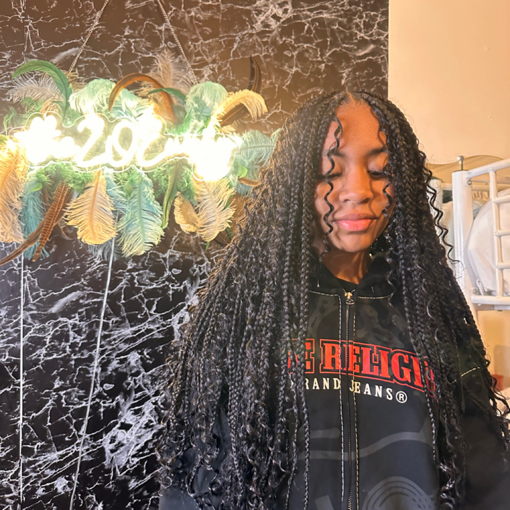 Large Knotless Braids: Waist Length at THEZOEWAYY in Park Forest, IL