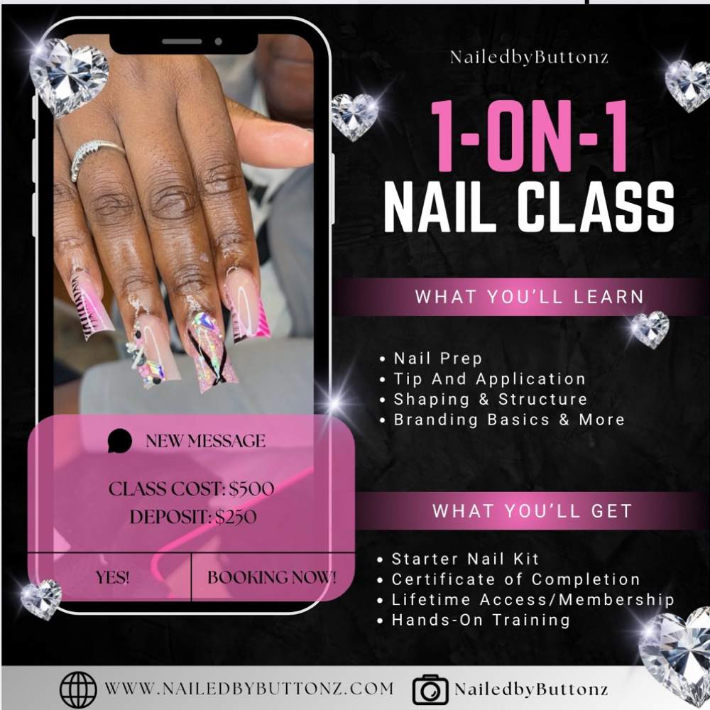 One On Ine Nail Class at NailedByButtonz in Cincinnati, OH