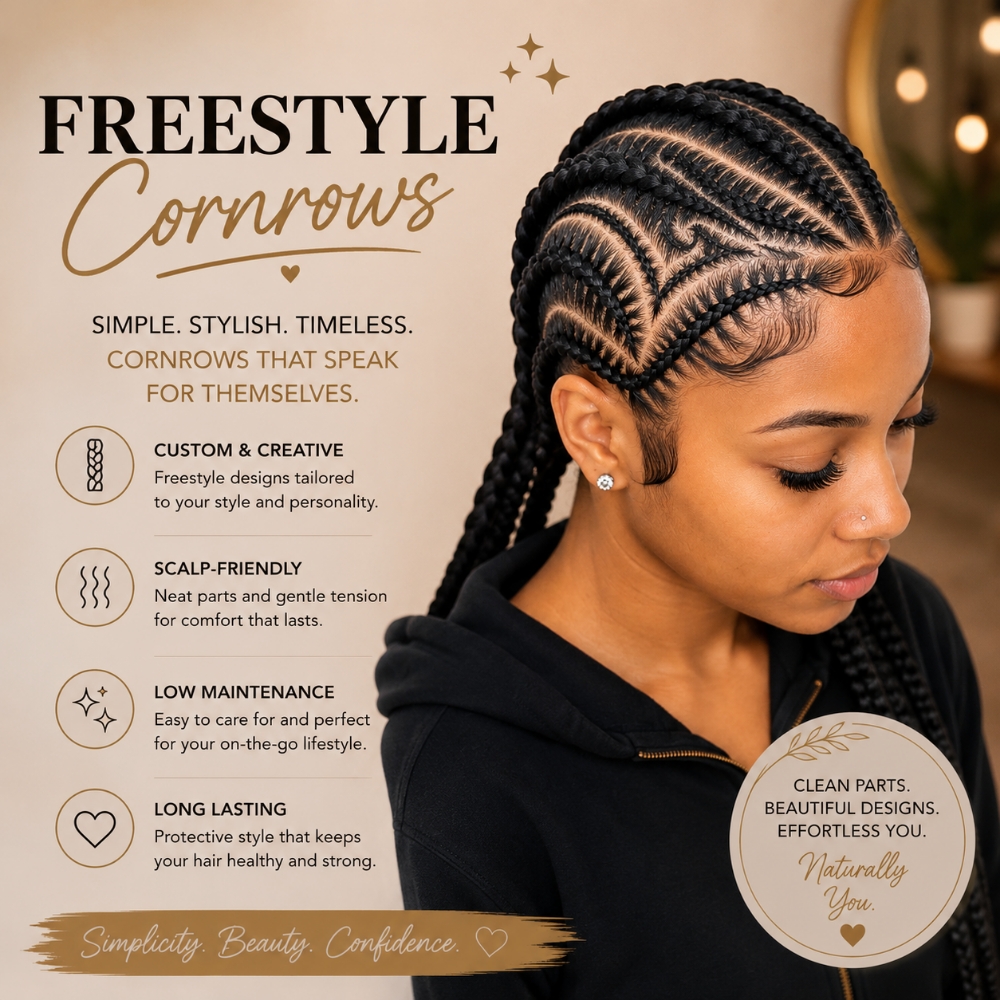 Freestyle Cornrows (Simple Design) at Regina's Hair & Nail Studio in Corning, CA