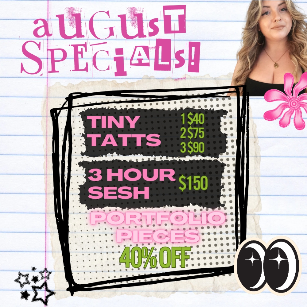 August Specials at Velvet Muse Tattoo in Charlotte, NC