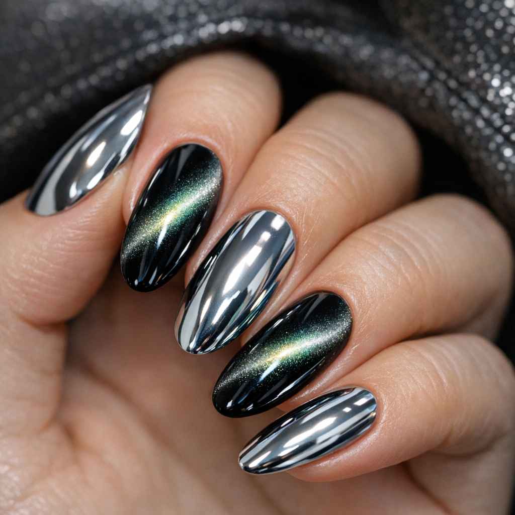 Nails - Chrome / Cat Eye at Le Bijou Nails and Spa Salon in Houston, TX