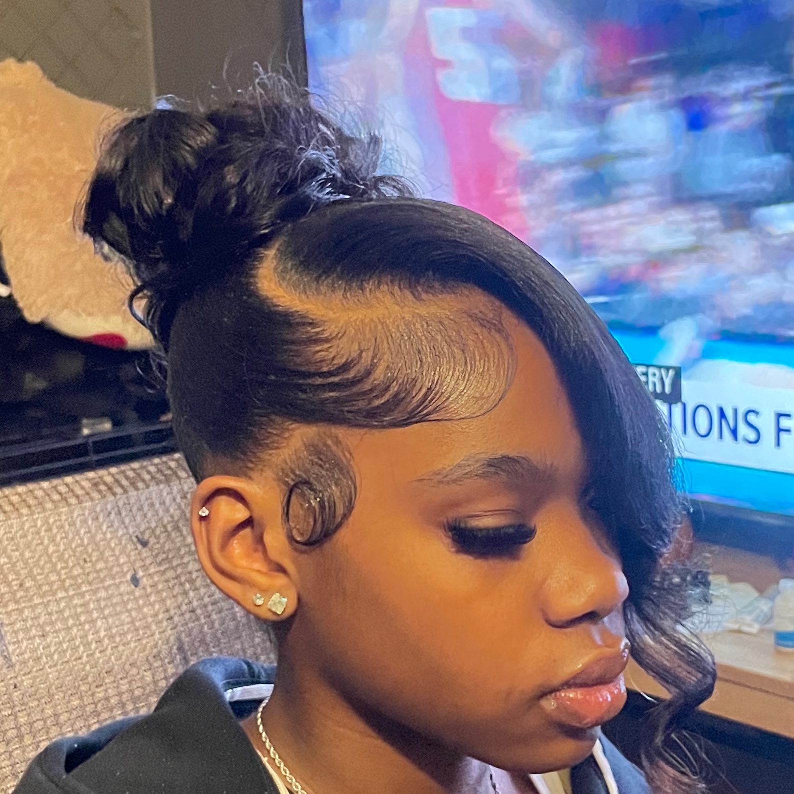 Updo With Bang at Luxury Hair Bar in Windsor, CT