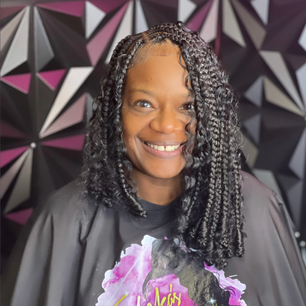 Knotless Bob with Bantu Knots at TruGlam Stylist in Winston Salem, NC