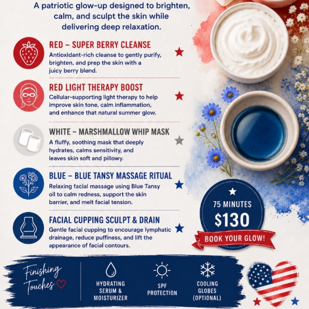 Red, White & Blue Radiance Facial at Valley Botanicals in Valley View, PA