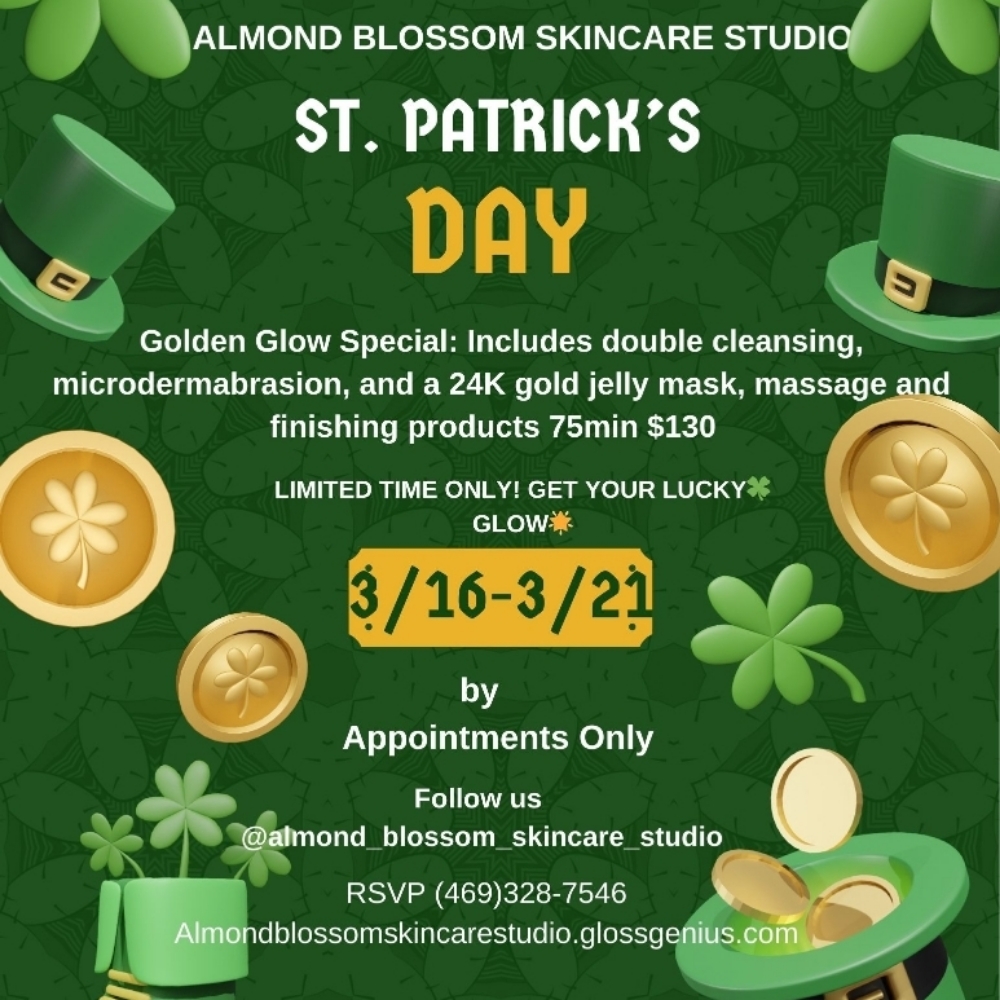 St. Patrick Facial at Almond Blossom Skincare Studio in Ripon, CA