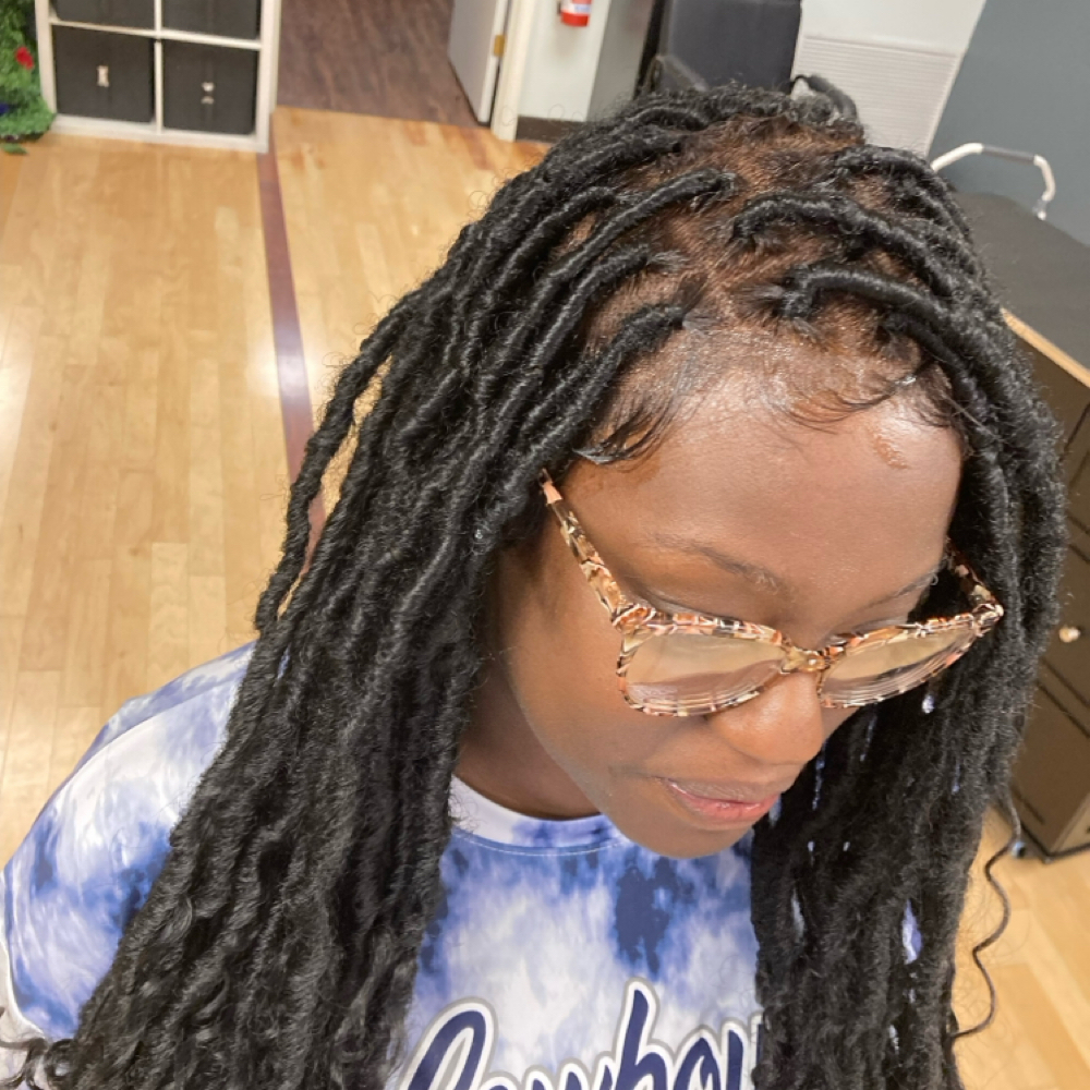 Faux LOCS with frontal or closure at TheBraider Hair Academy in Duncanville, TX