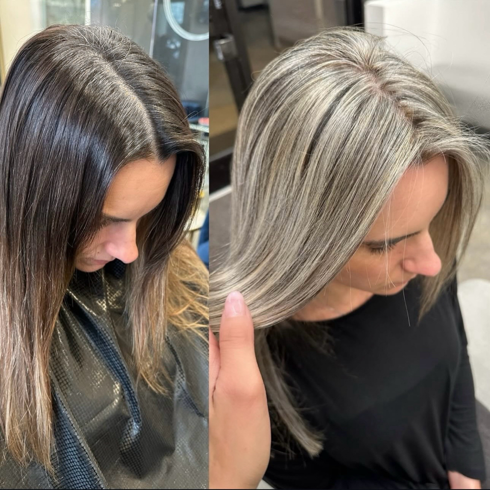 Grey Blending (3-4 Hr) + Style at Le Colorista Hair Co. in Raleigh, NC