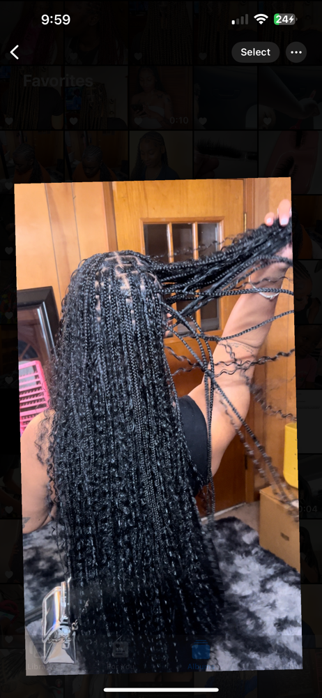 Small Boho Knotless Braids Waist/L