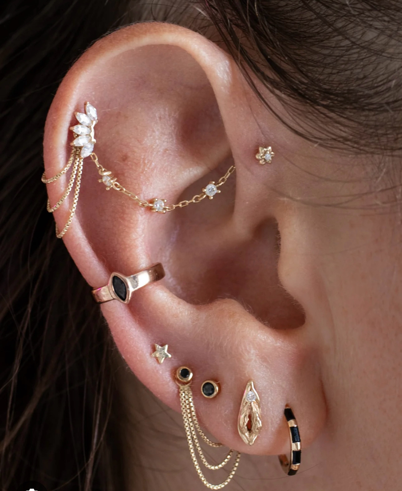 Ear Curation 5 Piercings Or More