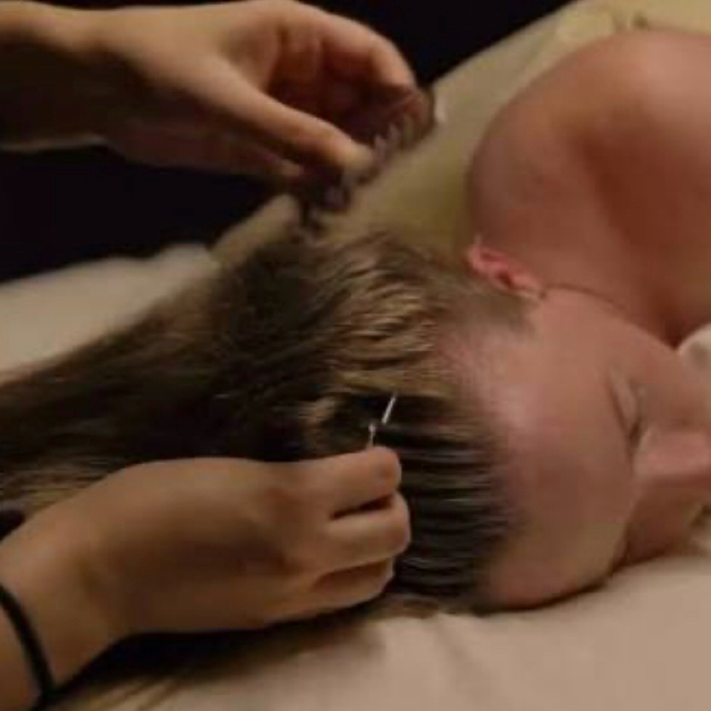 hair play + back scratches at Belle House Salon & Aesthetics in Nashville, TN