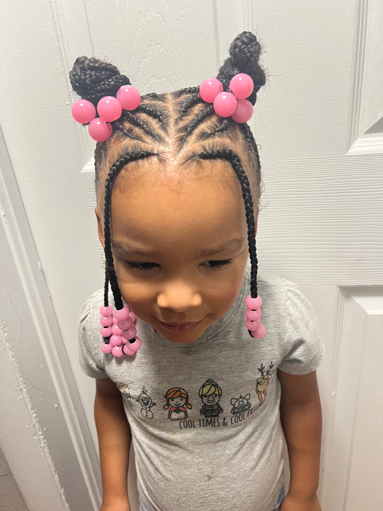 Lil Girl Braids W/ Weave & Beads