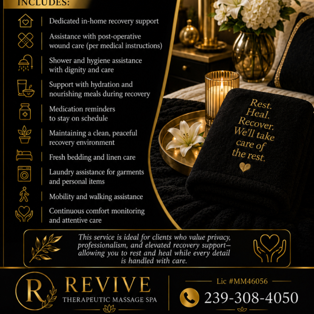 At Home Compaion Care PO at REVIVE THERAPEUTIC MASSAGE SPA in Fort Myers, FL