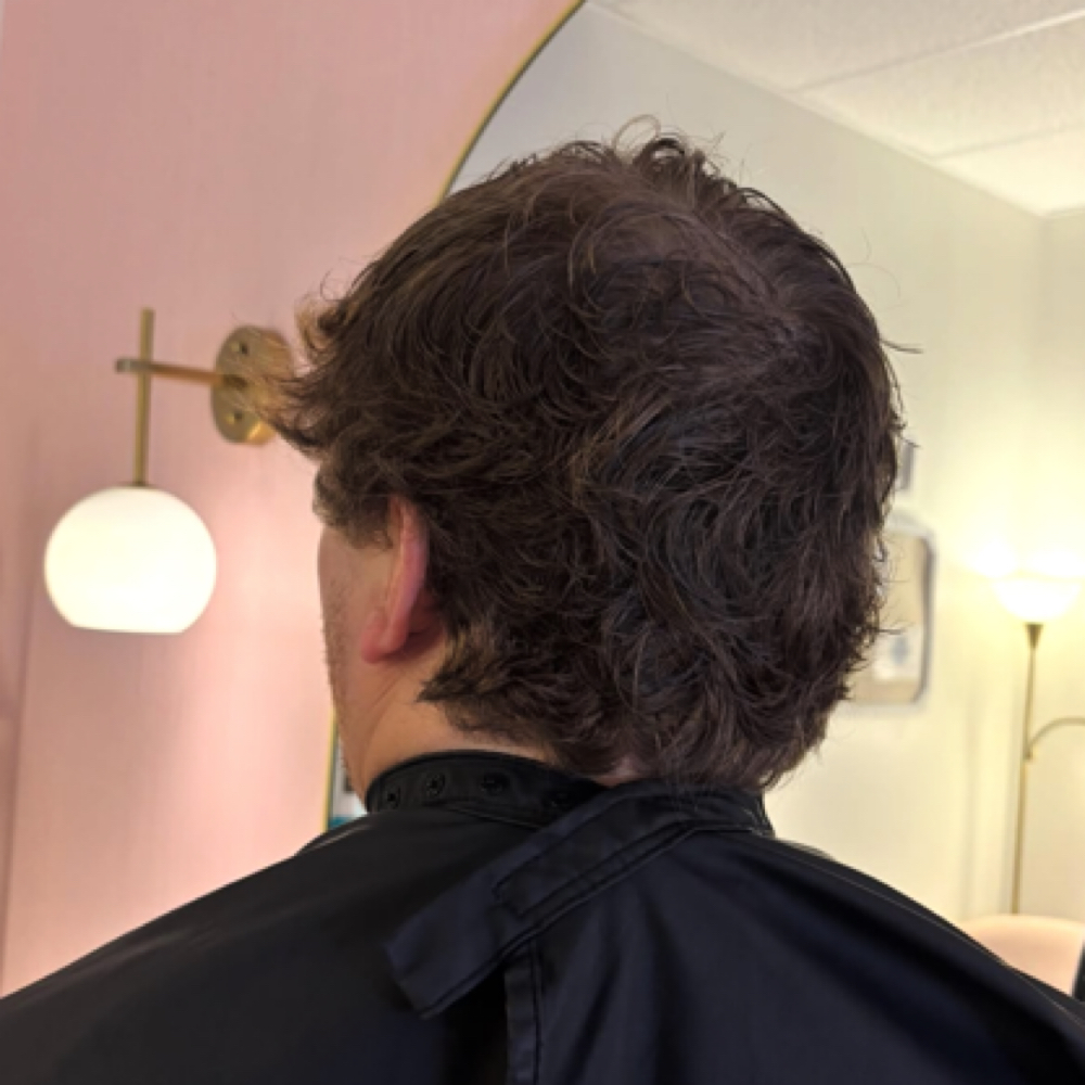 Long Haired Mens Cut With Shears at Three Little Birds Hair Salon in Columbia, SC