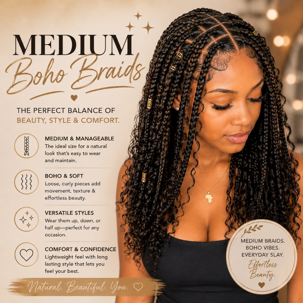 Medium Boho Braids at Regina's Hair & Nail Studio in Corning, CA