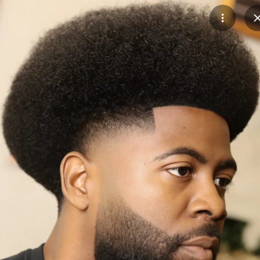 Afro Cut & Full Beard at Man Cave Retreat Barbershop in Fort Myers, FL