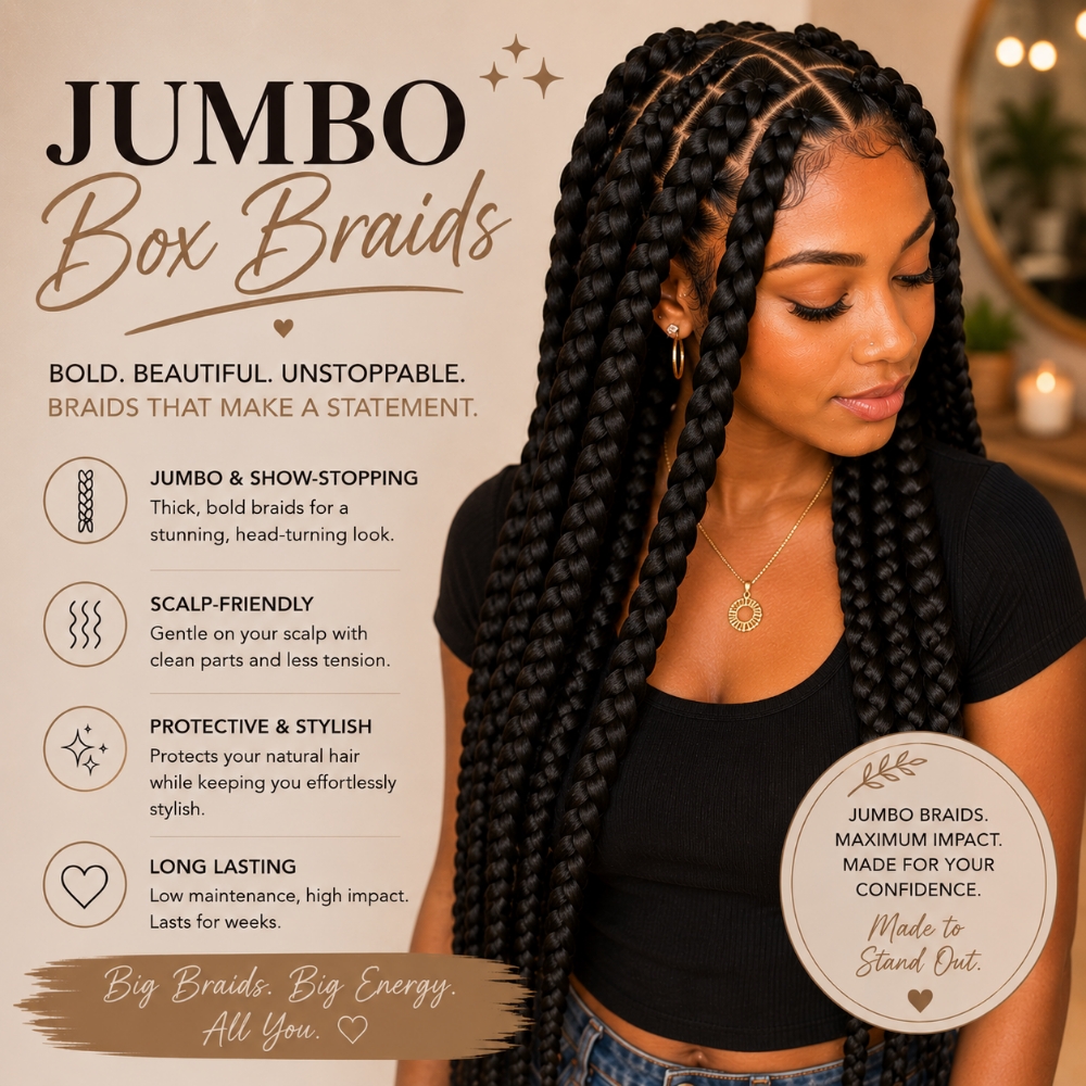 Jumbo Box Braids at Regina's Hair & Nail Studio in Corning, CA