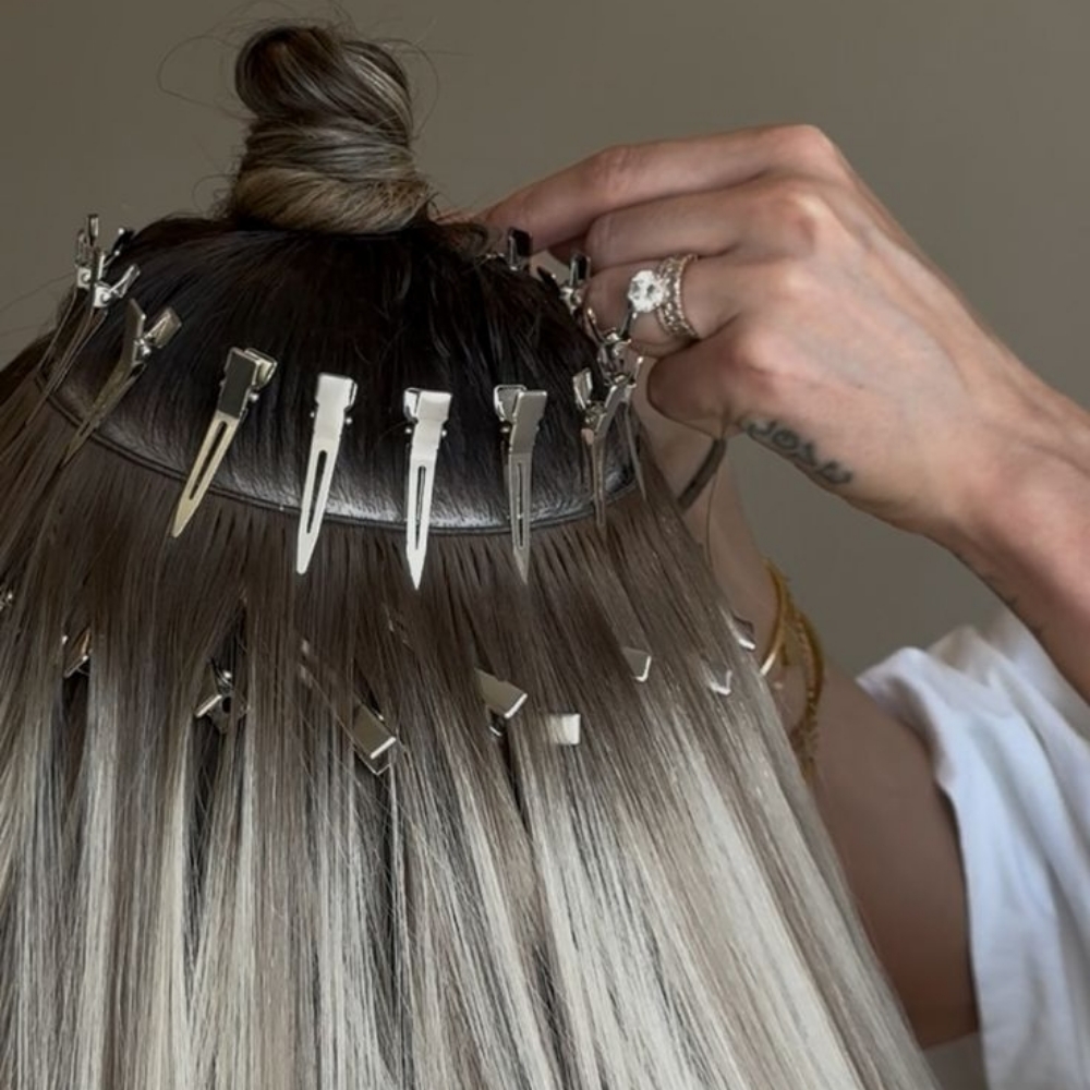 Hand Tied Extension Install at Moon and Sea Luxury Salon LLC in Avon, CT