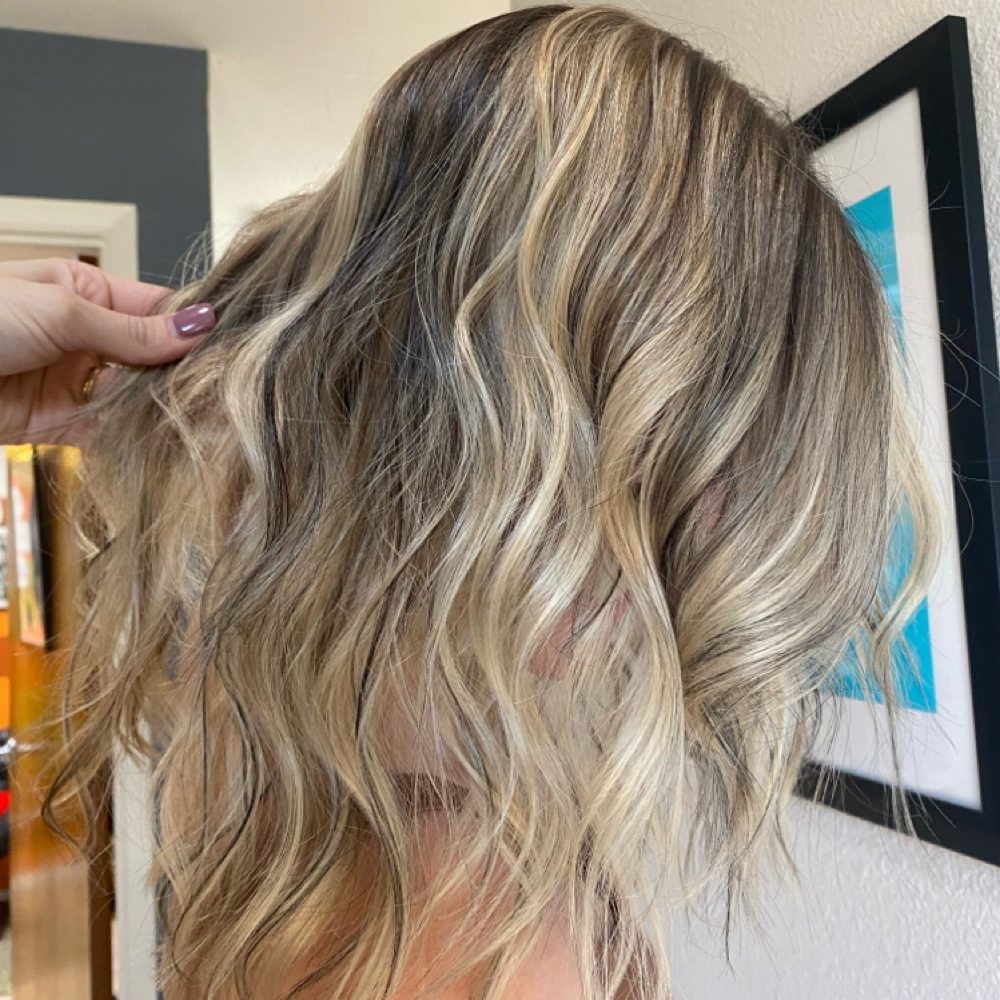 Color Solid Roots + Full Highlight at Alicia At The Hippie Hair Room in Weatherford, TX