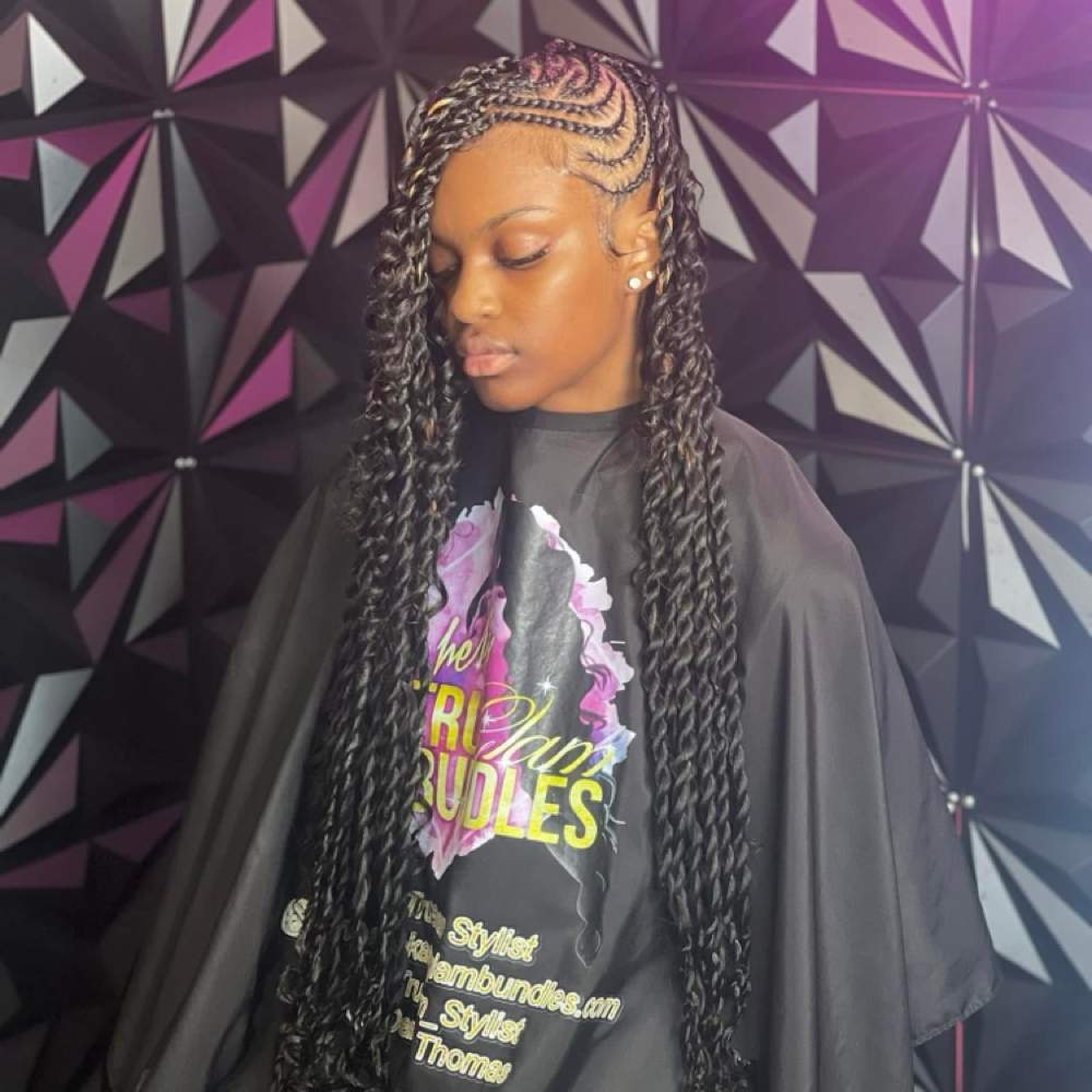 Knotless Twist With Stitch braids at TruGlam Stylist in Winston Salem, NC