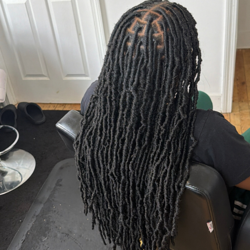 Medium Faux Locs at HairByQweenCoda in Bridgeport, CT