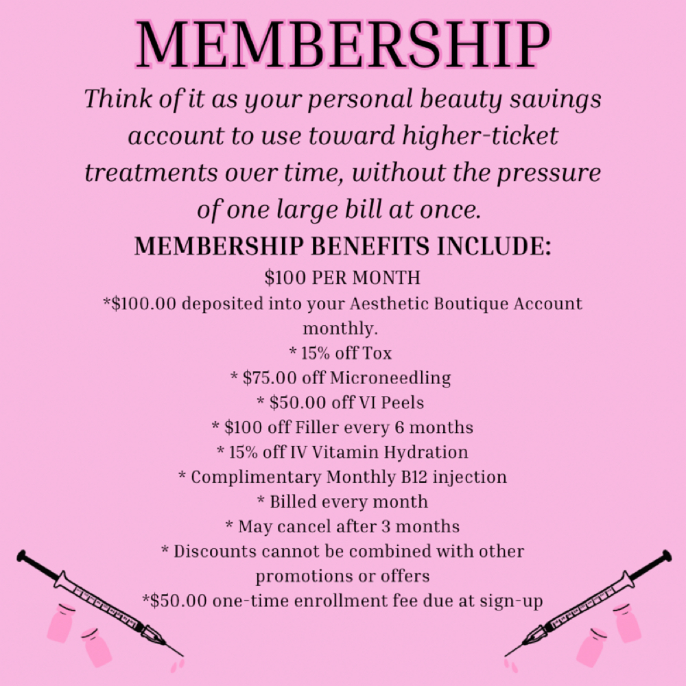 Membership Plan at The Aesthetic Boutique in Sayville, NY