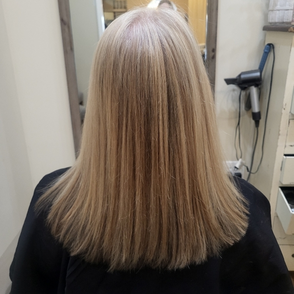 Grey Blending High/lowlights at Wenona's Hair and Beauty Design in Clemmons, NC