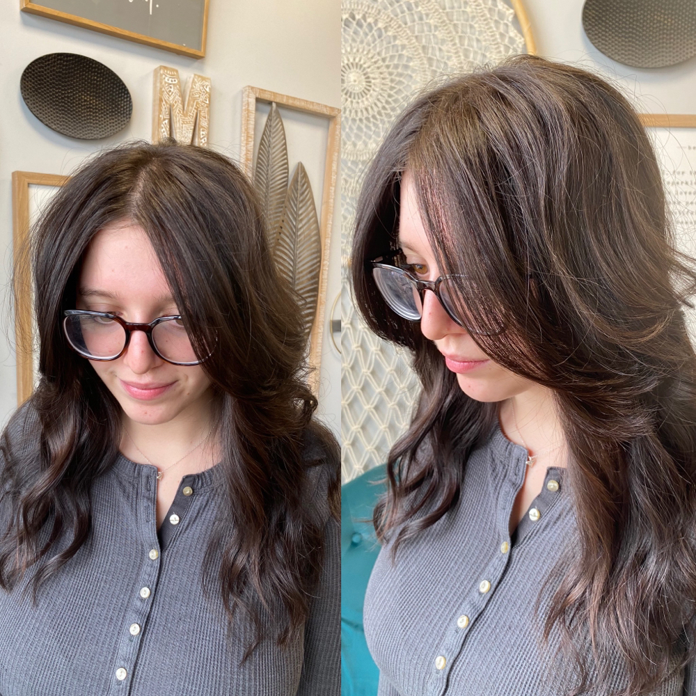 Brunette Custom Color And Haircut