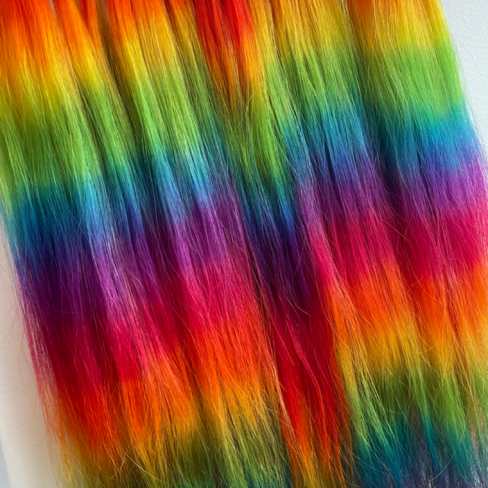 Rainbow peekaboo mini weft at Hair by Alyse @ The Hair Garden in Endwell, NY